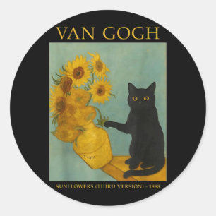 Adesivo Arte Estrelado Gato Preto Com Flores