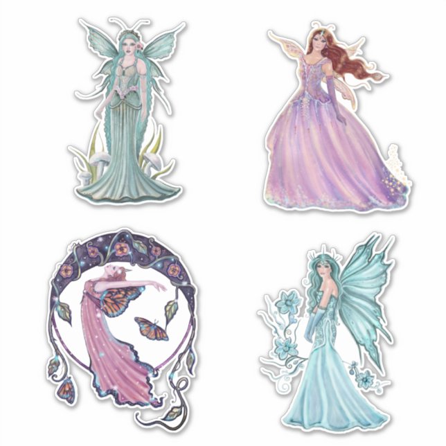 Adesivo Arte fada com flores e lua por Renee Lavoie (Frente)