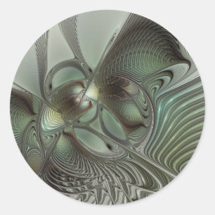 Adesivo Arte Fantasia Abstrata Oliva Verde Cinza Fractal
