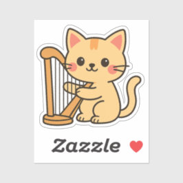 Adesivo Arte Fantasia de Gato com Harpa