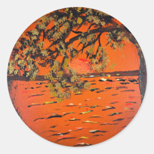 Adesivo Arte feita à mão - Pôr do sol dourado