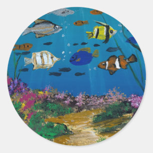 Adesivo Arte feita à mão - profundezas do oceano