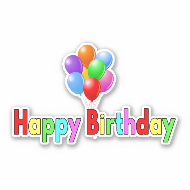Adesivo Arte Feliz de Aniversário Colorida (Frente)