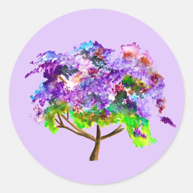 Adesivo Arte fina de aquarela púrpura jacaranda (Frente)