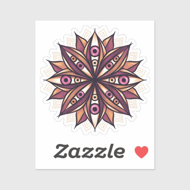 Adesivo Arte Flor Psicodélica com Olhos Crepáveis Trippy (Folha)