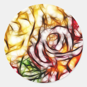 Adesivo Arte Floral Abstrata Amarela Luz Rosa Brilho