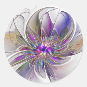 Adesivo Arte floral abstrata fractal colorida e energética