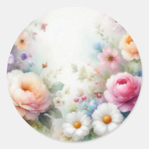 Adesivo Arte Floral Aquarela Adicione Seu Texto Modelo em 
