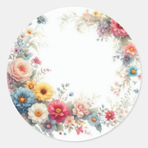 Adesivo Arte Floral Aquarela Adicione Seu Texto Modelo em 