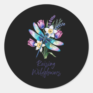 Adesivo Arte floral de libélula de flores silvestres para