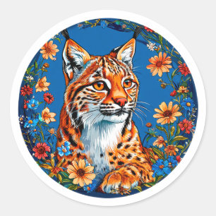 Adesivo Arte Floral de Lince Selvagem Presente do Espírito