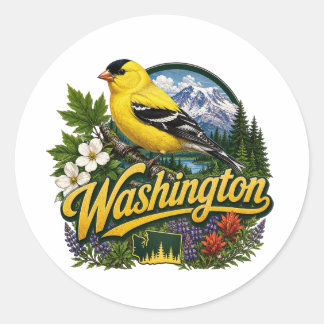 Adesivo Arte Floral de Pintassilgo de Washington