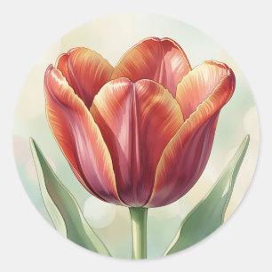 Adesivo Arte Floral de Tulipa Vermelha Vibrante