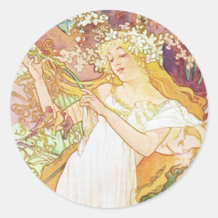 Adesivo Arte floral Nouveau do vintage do primavera de