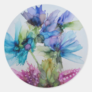 Adesivo Arte Floral Verde Cor-de-Rosa Púrpura e Verde Colo