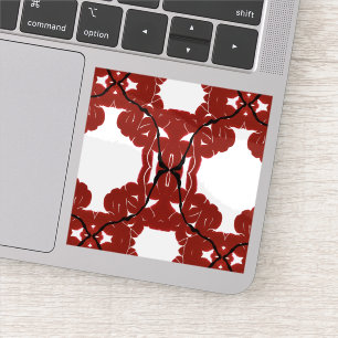 Adesivo Arte Fluida em Preto e Vermelho Abstrato em Branco