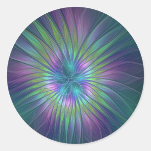 Adesivo Arte fractal abstrata de flor de fantasia colorida