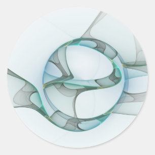 Adesivo Arte fractal abstrata moderna azul turquesa cinza