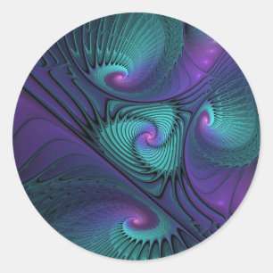 Adesivo Arte fractal abstrata moderna Roxo encontra Turque