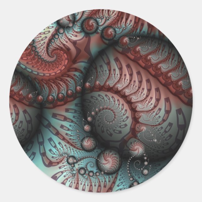 Adesivo Arte fractal abstrata vívida fantasia marrom azul (Frente)