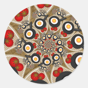 Adesivo Arte fractal de brunch engraçada, tomates, ovos