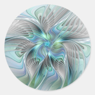 Adesivo Arte fractal de fantasia de borboleta azul abstrat