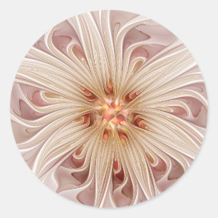 Adesivo Arte fractal de flor pastel pêssego moderno abstra