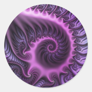 Adesivo Arte fractal espiral abstrata vibrante rosa roxo