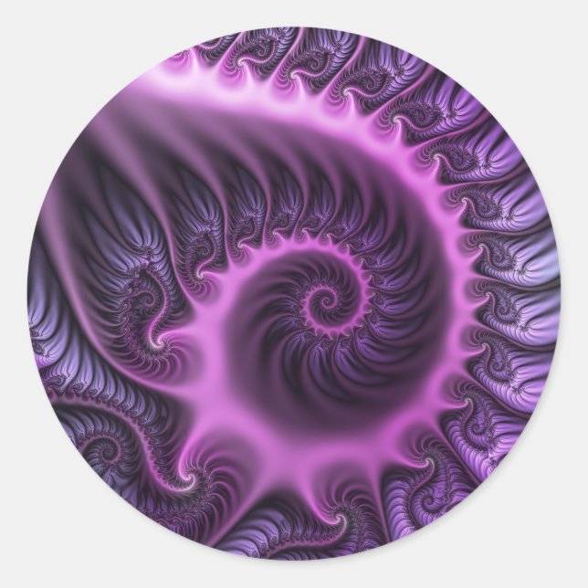 Adesivo Arte fractal espiral abstrata vibrante rosa roxo (Frente)