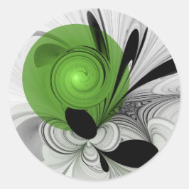 Adesivo Arte Fractal Verde com Preto e Branco Abstrato