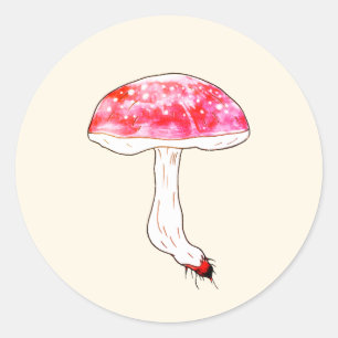 Adesivo Arte Fúngico Pastel Cute de Cogumelo Rosa Desenhad
