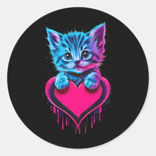 Adesivo Arte Glitch Luz Negra Divertida Gato Fofo Gatinho