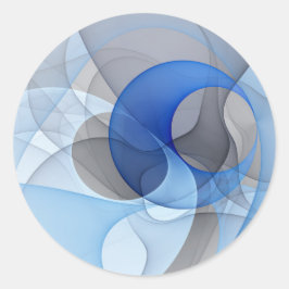 Adesivo Arte Gráfica Abstrata Azul Cinza Fractal Moderna