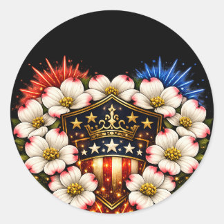 Adesivo Arte Gráfica Patriótica do Dia 4 de Julho Flor de 