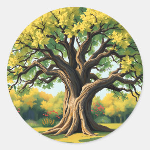 Adesivo Arte Impressionista de Árvore de Carvalho Antigo