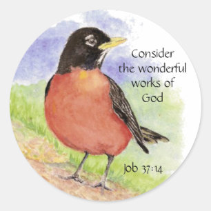 Adesivo Arte inspirada do pisco de peito vermelho da