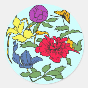 Adesivo Arte japonesa bonita da flor