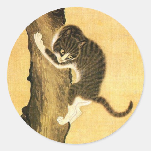ADESIVO ARTE JAPONESA DE GATO NO VESTIDO DE ÁRVORE (Frente)