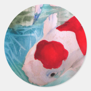 Adesivo Arte japonesa dos peixes da aguarela de Kohaku Koi