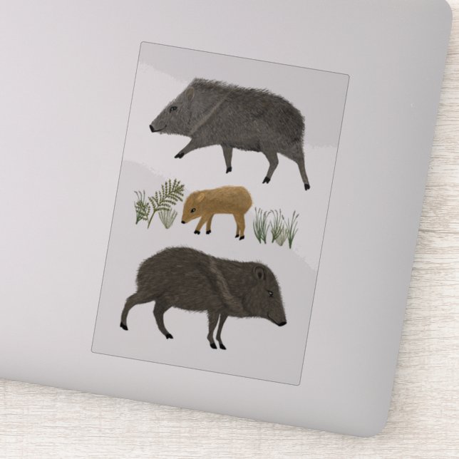 Adesivo Arte Lápis Colorida da Família Javelina (Detalhe)