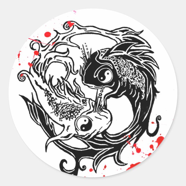 Adesivo Arte legal de tatuagem Yin Yang Koi Fishes (Frente)