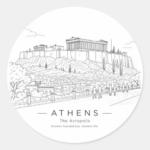 Adesivo Arte Linear da Acrópole de Atenas Partenon