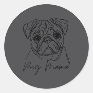 Adesivo Arte Linear Mamãe Pug Cão Pug