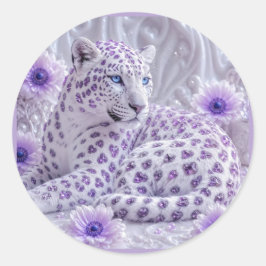Adesivo Arte Majestosa de Leopardo Revestido de Joias Roxa