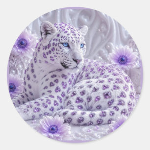 Adesivo Arte Majestosa de Leopardo Revestido de Joias Roxa