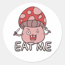 Adesivo Arte maluca e engraçada de cogumelo e "Coma-me"