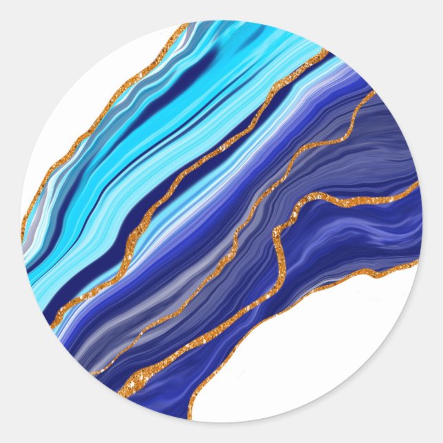 Adesivo Arte mármore azul e Dourada (Frente)