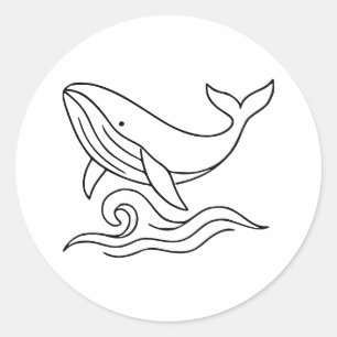 Adesivo Arte Minimalista de Baleia em Linha – Animal Marin