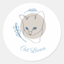 Arte Minimalista de Gato de Olhos Azuis em Linha C