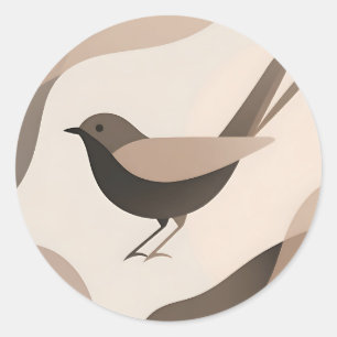 Adesivo Arte Minimalista de Pássaro Tons Neutros Natureza 